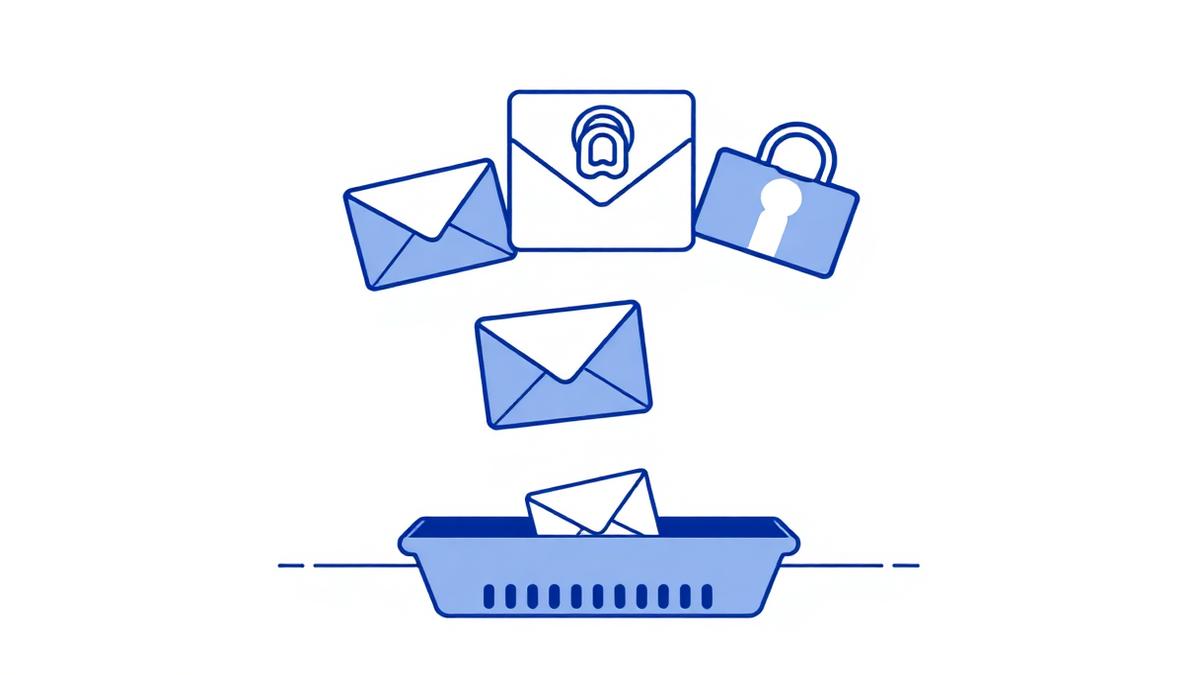 Schéma de l'authentification d'un domaine d'envoi : messages passant par trois portes SPF, DKIM et DMARC